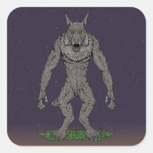 Dogman Cryptid or Werewolf Square Sticker