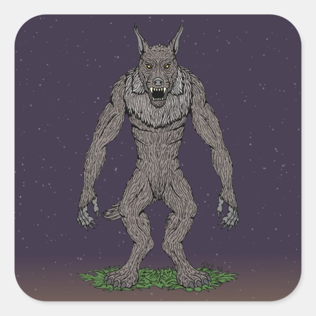 Dogman Cryptid or Werewolf Square Sticker (Front)