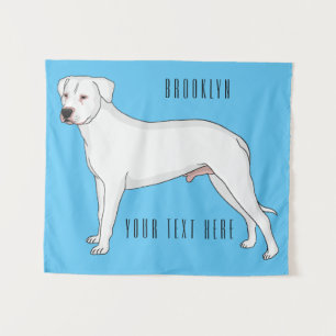 Dogo argentino dog cartoon illustration  tapestry