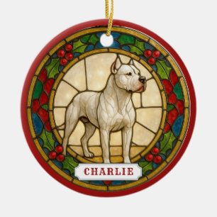 Dogo Argentino Dog Ceramic Circle Ornament