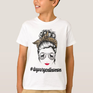 Dogo Argentino Dog Mum Messy Bun Leopard Women Pup T-Shirt