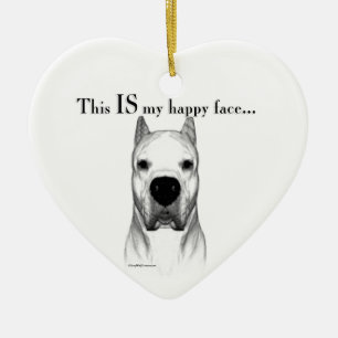 Dogo Argentino Happy Face Ceramic Tree Decoration