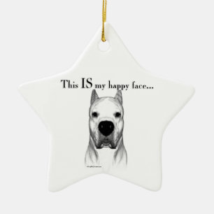 Dogo Argentino Happy Face Ceramic Tree Decoration