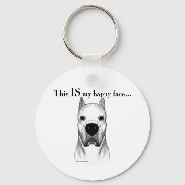 Dogo Argentino Happy Face Key Ring (Front)