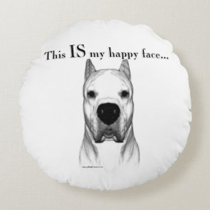 Dogo Argentino Happy Face Round Cushion