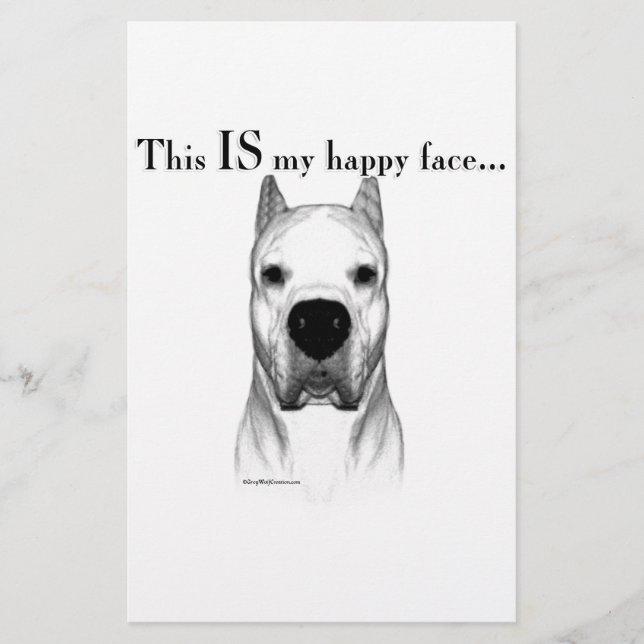 Dogo Argentino Happy Face Stationery (Front)