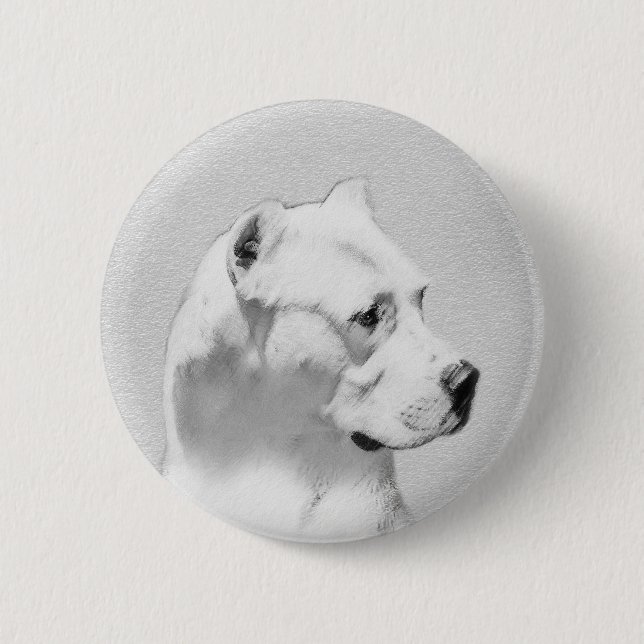 Dogo Argentino Painting - Original Dog Art 6 Cm Round Badge (Front)