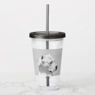 Dogo Argentino Painting - Original Dog Art Acrylic Tumbler