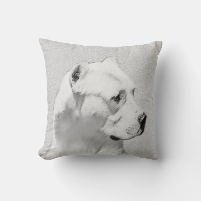 Dogo Argentino Painting - Original Dog Art Cushion (Front)