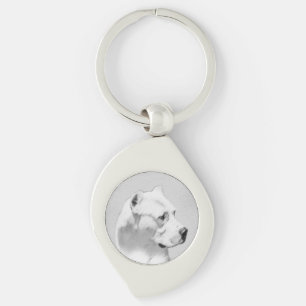Dogo Argentino Painting - Original Dog Art Key Ring
