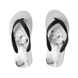 Dogo Argentino Painting - Original Dog Art Kid's Jandals