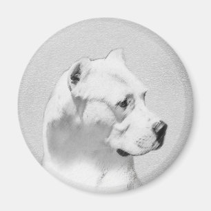 Dogo Argentino Painting - Original Dog Art Magnet