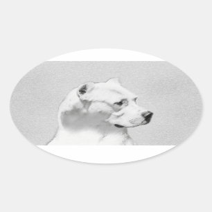 Dogo Argentino Painting - Original Dog Art Oval Sticker