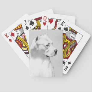 Dogo Argentino Painting - Original Dog Art Playing Cards