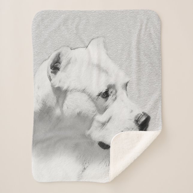 Dogo Argentino Painting - Original Dog Art Sherpa Blanket (Front)