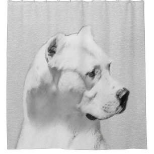 Dogo Argentino Painting - Original Dog Art Shower Curtain