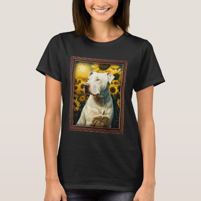 Dogo Argentino Painting Sunflower Flower Mom Women T-Shirt (Front)