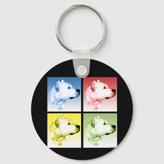 Dogo Argentino Pop Art Key Ring (Front)