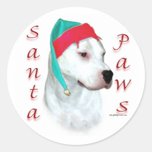 Dogo Argentino Santa Paws Classic Round Sticker