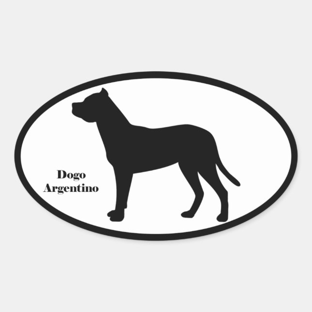 Dogo Argentino SIlhouette Oval Sticker (Front)
