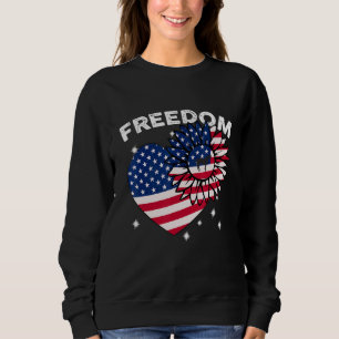 Dogo Argentino Sunflower Heart American Flag Freed Sweatshirt