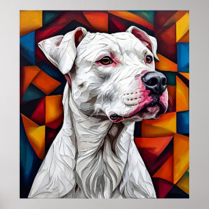 Dogo Argentino White Guard Dog Powerful Breed Port Poster
