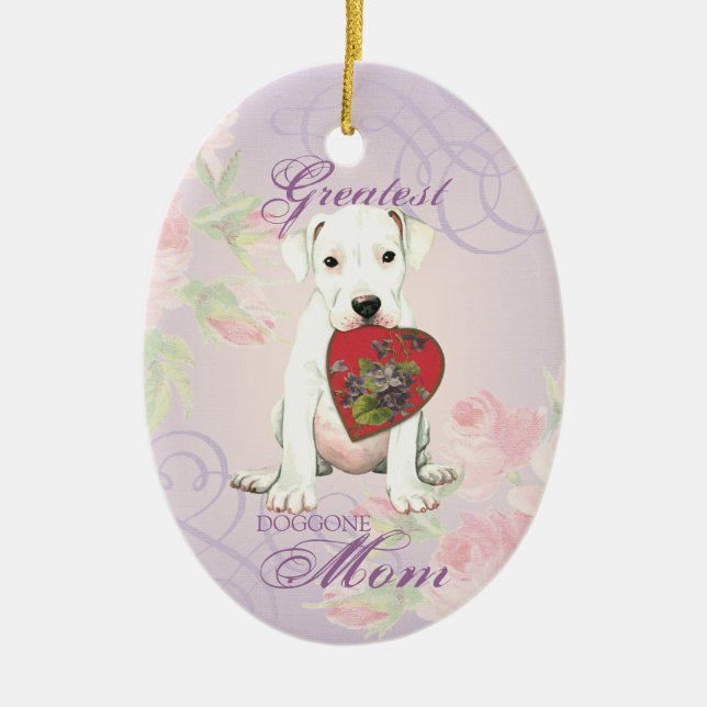 Dogo Heart Mum Ceramic Ornament (Front)