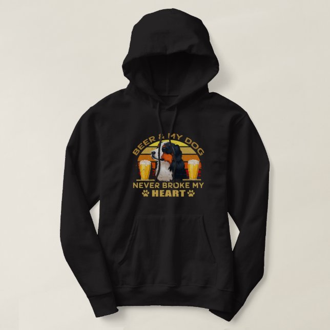 Dogs 365 Beer & Bernese Mountain Dog Never Broke M Hoodie (Design Front)