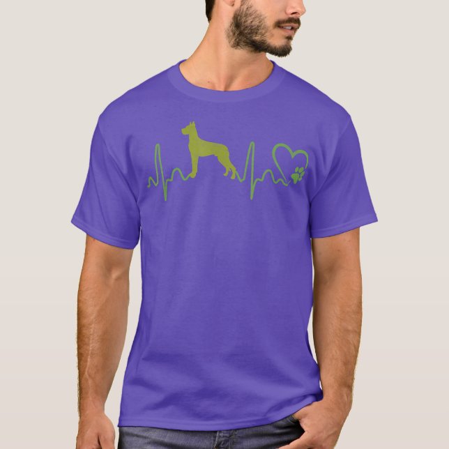 Dogs 365 Heartbeat GreatDane Dog Animal Rescue T-Shirt (Front)