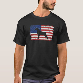 Dogs 365 Vintage Rottweiler Dog US American Flag T-Shirt