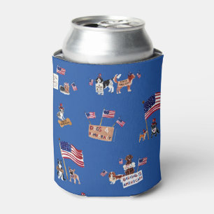 DOGS 4 DEMOCRACY Patriotic Blue Can Cooler