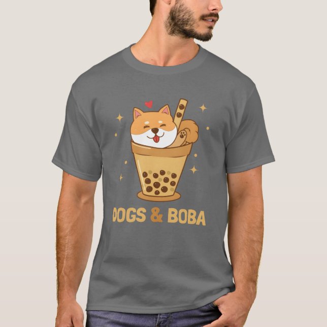 Dogs and Boba Dog Daddy Dog Mum Dogfather Shiba fu T-Shirt (Front)