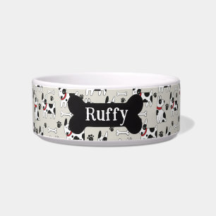 Dogs and Bones Pattern Personalise Bowl