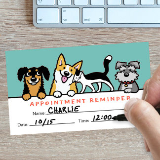 Dogs and Cat Cute Animal Care Appointment Reminder Business Card