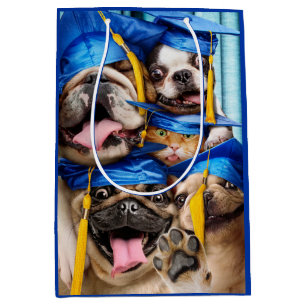 Dogs and Cat Grads in Photo Booth Medium Gift Bag