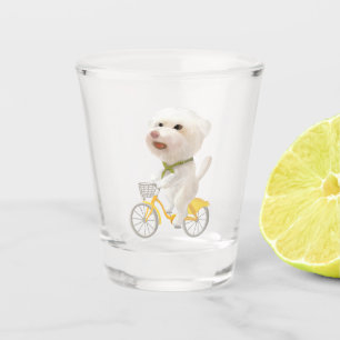 Dogs and Cats Biking by the Sea Shot Glass