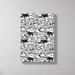 Dogs and Cats Cartoon" Canvas Art