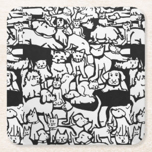 Dogs and Cats Cartoon" Coaster