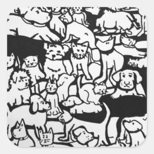 "Dogs and Cats Cartoon" Sticker by willowcatdesign