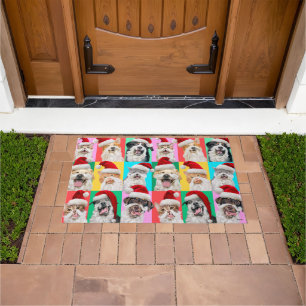 Dogs and Cats with Santa Beard Doormat