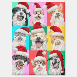 Dogs and Cats with Santa Beard Magnet