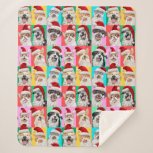 Dogs and Cats with Santa Beard Sherpa Blanket