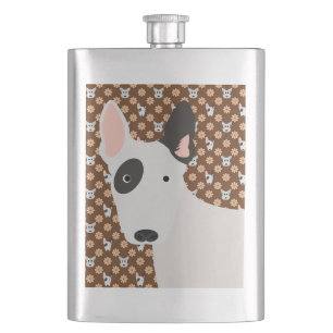 Dogs and Flowers Brown Bull Terrier Flask
