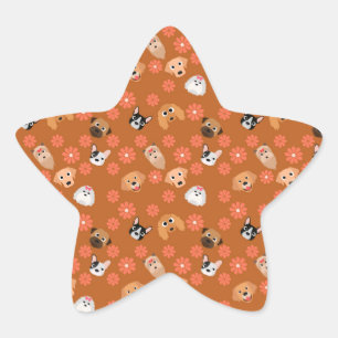 Dogs and Flowers Rust Star Sticker