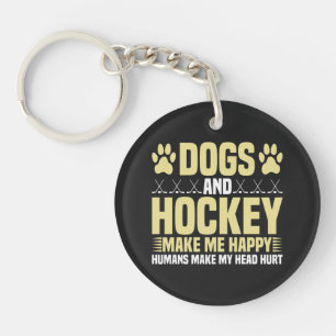 Dogs and Hockey Make Me Happy Key Ring