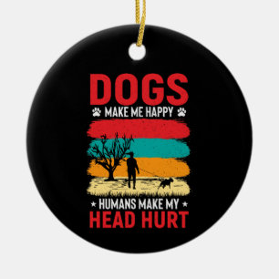 Dogs and Humans Humour Ceramic Tree Decoration