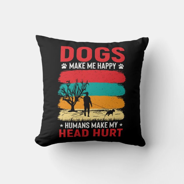 Dogs and Humans Humour Cushion (Front)