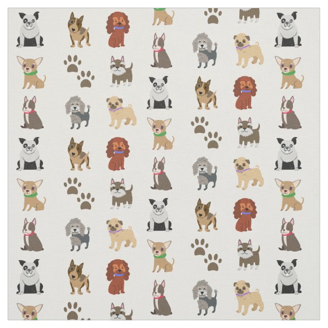 Dogs and Paws Fabric (Swatch)