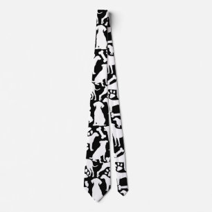 Dogs and paws pattern 02.b Black BG Tie