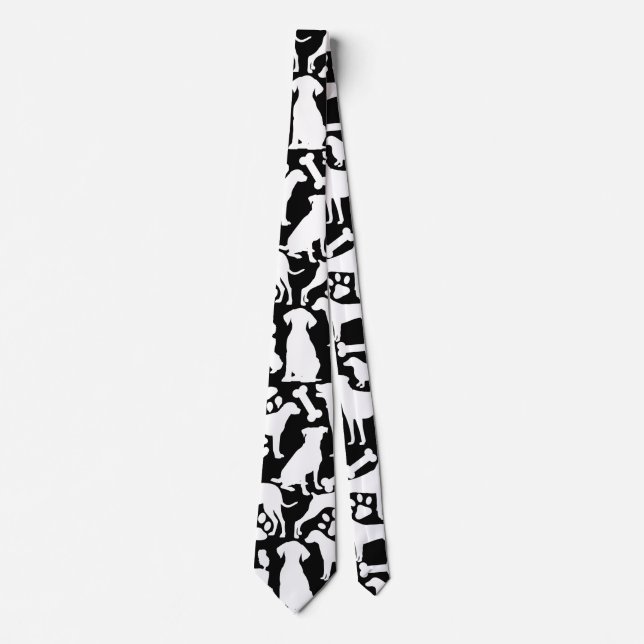Dogs and paws pattern 02.b Black BG Tie (Front)